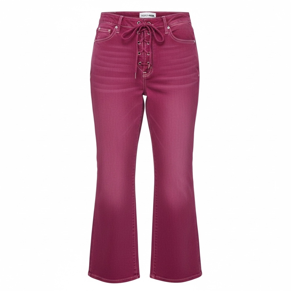 Fashion Nova Burgundy Lace-Up Flare Jeans